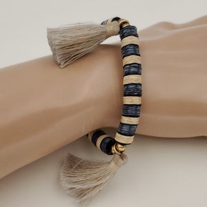 Madewell Blue & Off White Tassel Bracelet